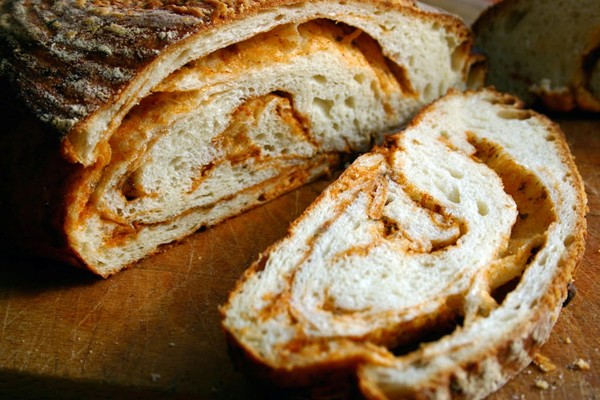 Smoked paprika, tomato and cheddar swirl loaf