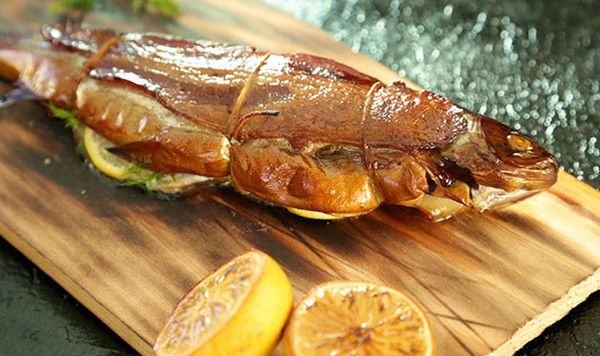 Smoked planked trout