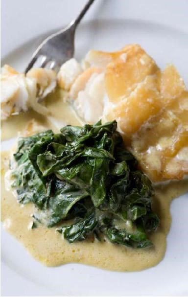 Smoked pollack with sea beet