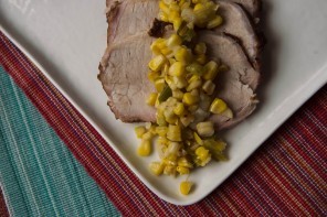 Smoked pork loin with corn salad 