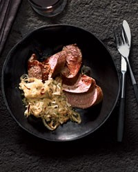 Smoked pork tenderloin with bourbon-rosemary sauce