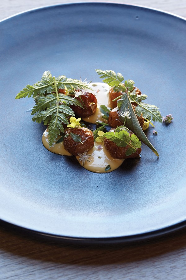 Smoked potatoes with fenugreek-whey sauce