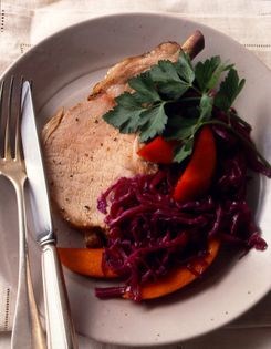 Smoked roast pork with cabbage