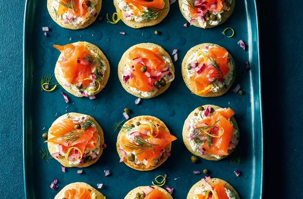 Smoked salmon & lemony soft cheese blinis