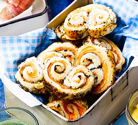 Smoked salmon & poppy seed palmiers 