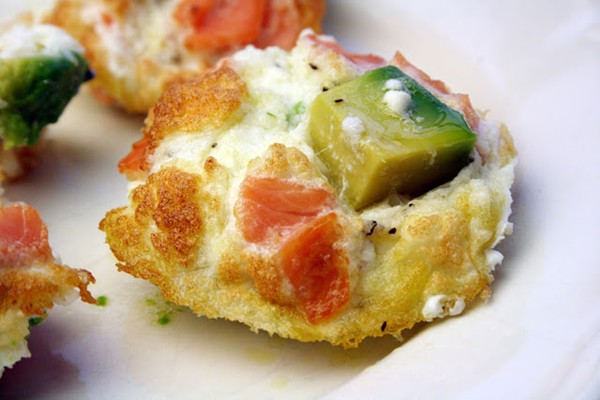 Smoked salmon and avocado egg white muffins