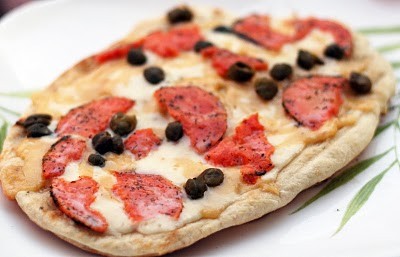 Smoked salmon and caper grilled flatbread