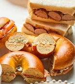 Smoked salmon and caper soft cheese bagels