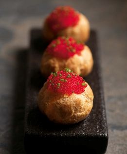 Smoked salmon and Comté gougères