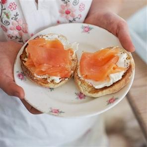 Smoked salmon and cream cheese muffin