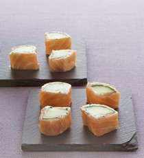 Smoked-salmon and cucumber rolls