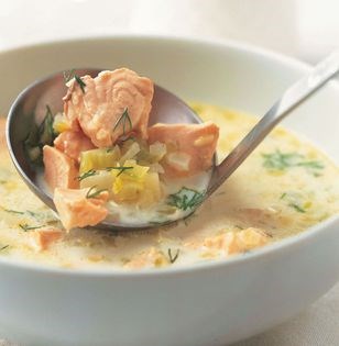 Smoked salmon and dill soup
