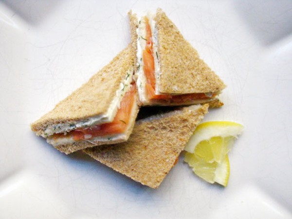 Smoked salmon and dill tea sandwiches