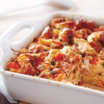 Smoked salmon and goat cheese strata
