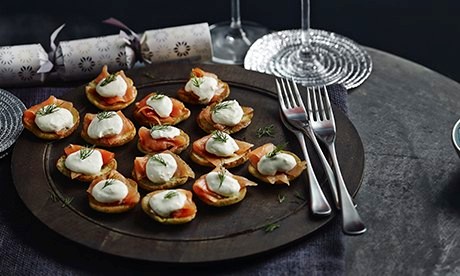 Smoked salmon and horseradish canapes