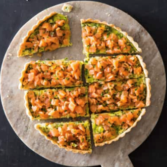 Smoked salmon and leek tart