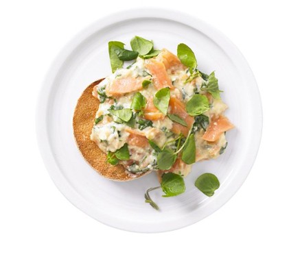 Smoked salmon and watercress scramble 