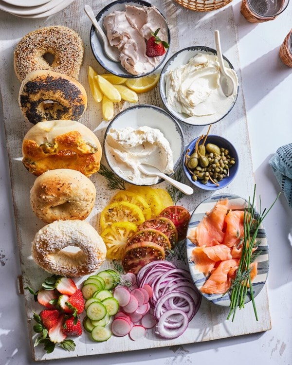 Smoked salmon bagel bar
