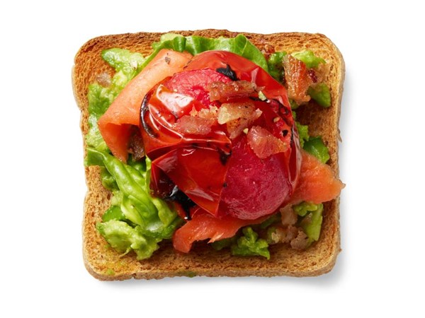 Smoked salmon BLT crostini