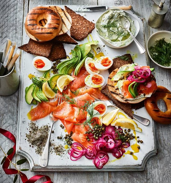 Smoked salmon breakfast platter