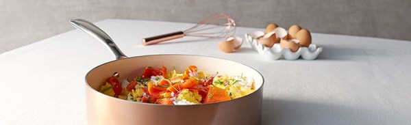 Smoked salmon, chive and cream cheese scramble