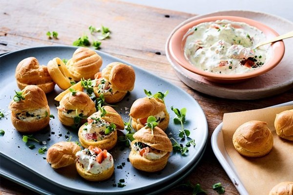 Smoked salmon choux puffs