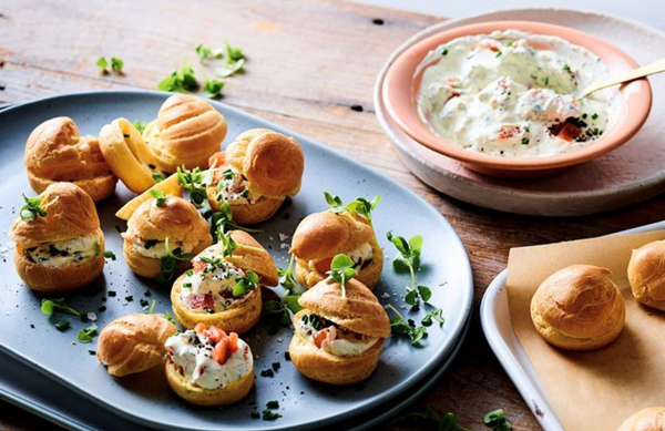 Smoked salmon choux puffs