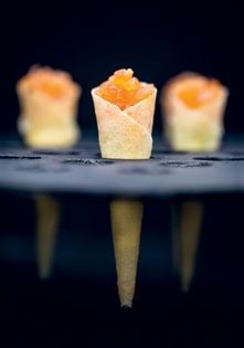 Smoked salmon cornets
