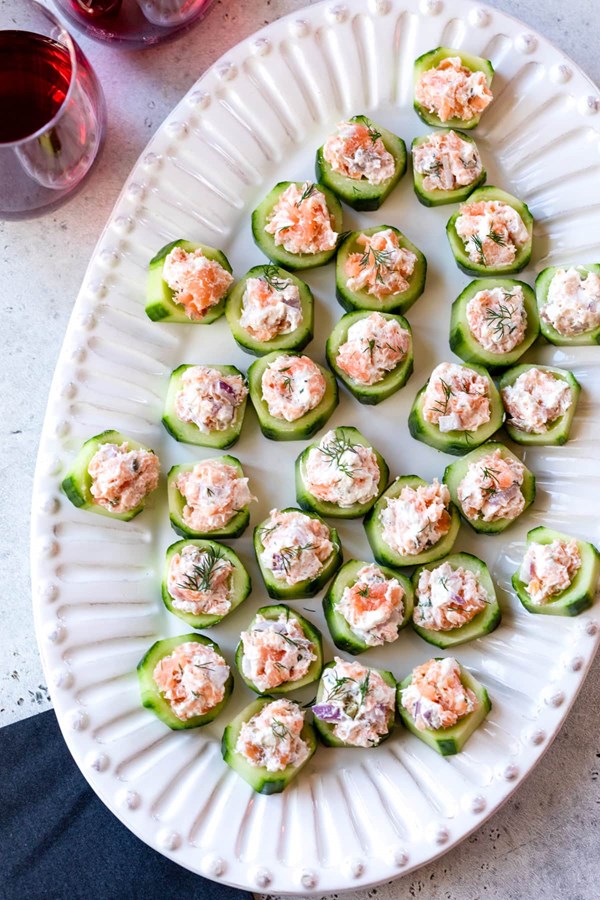 Smoked salmon cucumber bites