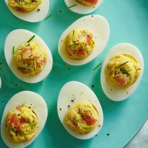 Smoked salmon deviled eggs