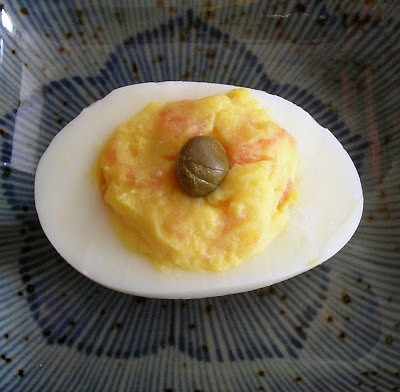 Smoked salmon deviled eggs