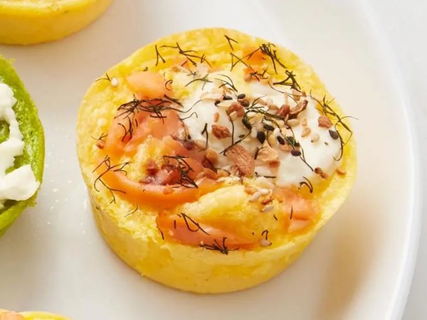 Smoked salmon-everything egg bites 