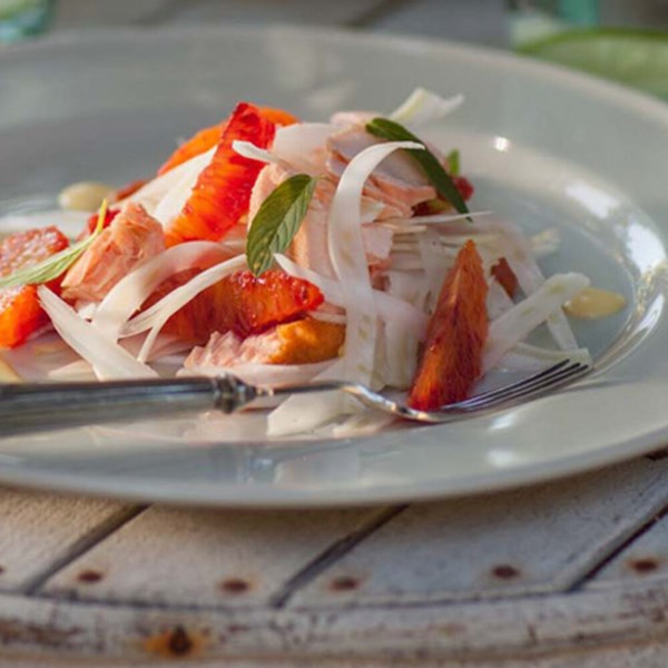 Smoked salmon, fennel and blood orange salad