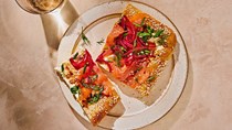 Smoked-salmon flatbread with pickled beet