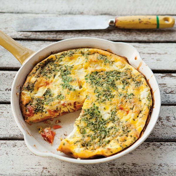 Smoked salmon frittata with goat cheese & chives