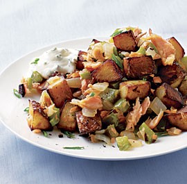 Smoked salmon hash with chive sour cream