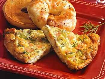 Smoked salmon, leek, and dill frittata