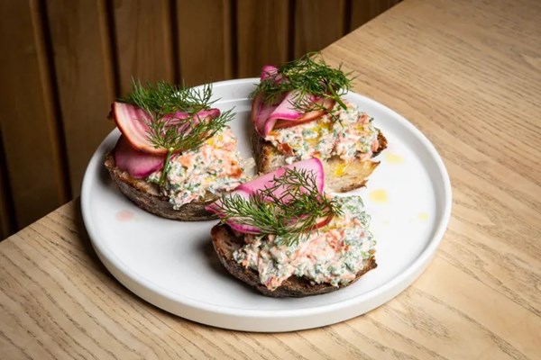 Smoked salmon pâté, pickles, toast and dill