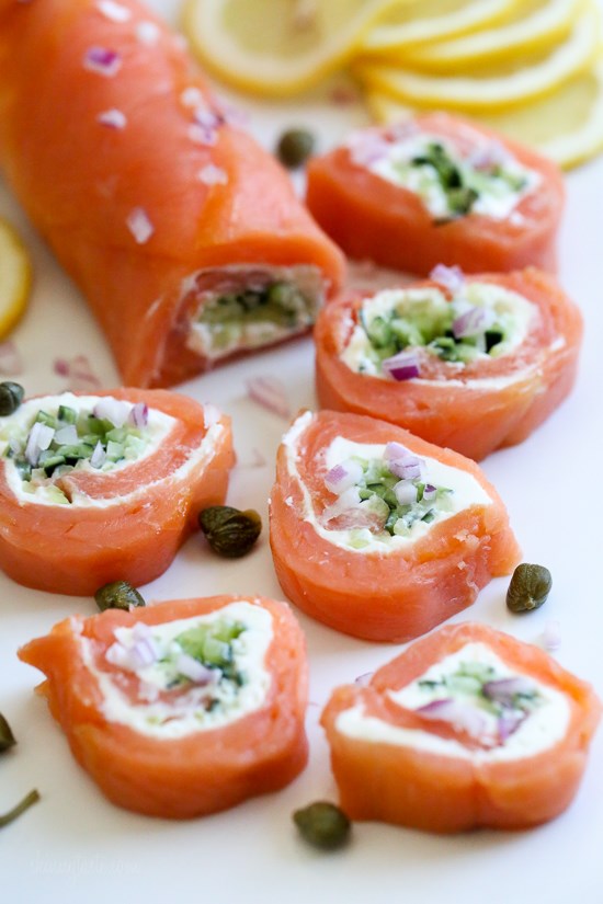 Smoked salmon pinwheels