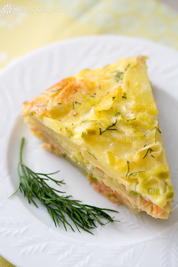 Smoked salmon potato leek torta