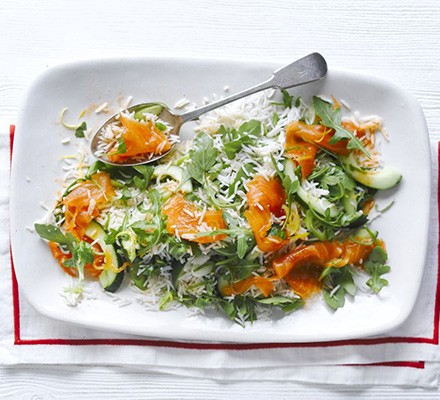 Smoked salmon rice salad 