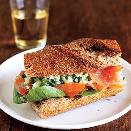 Smoked salmon sandwiches with ginger relish