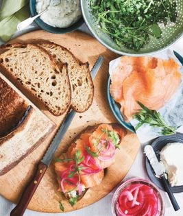 Smoked salmon sandwiches with Skyhill chèvre