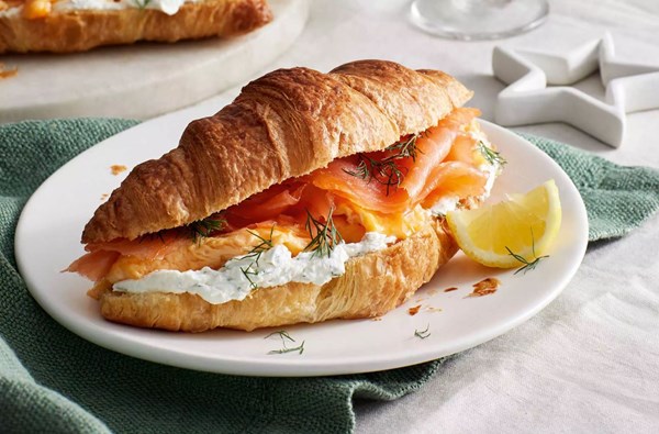 Smoked salmon, scrambled egg & cream cheese croissants