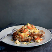 Smoked salmon scrambled eggs