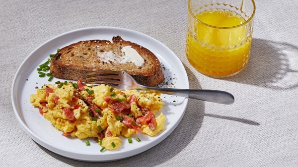 Smoked salmon scrambled eggs
