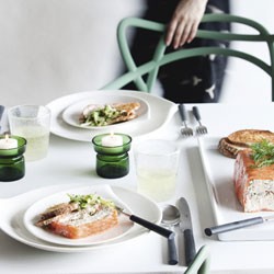 Smoked salmon terrine with apple, cucumber and caper relish