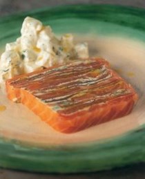 Smoked salmon terrine with warm potato salad