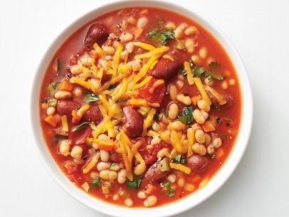 Smoked sausage and baked bean soup