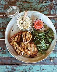 Smoked sturgeon spread with grilled bread